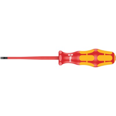 Wera Insulated Screwdriver with 100 mm Blade, 198 mm Overall Length, VDE 1000V Approved, Hardwearing Plastic 05006441001
