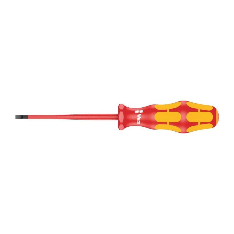 Wera Insulated Screwdriver with 100 mm Blade, 198 mm Overall Length, VDE 1000V Approved, Hardwearing Plastic 05006441001