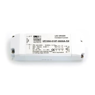 Intelligent LED Solutions 18W Single Output Constant Current LED Driver IP20, 18V, 36V, 500mA AC-DC 