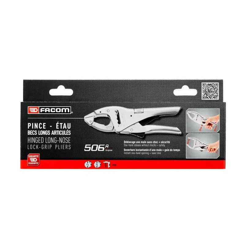 Facom Long Nose Locking Plier Chrome Molybdenum Steel 135mm Jaw Opening 270mm Length 505APB