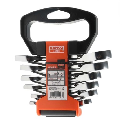 Bahco Ratchet Spanner Set 6 Pieces 8 To 19 mm Alloy Steel Chrome Finish 10RM/SH6