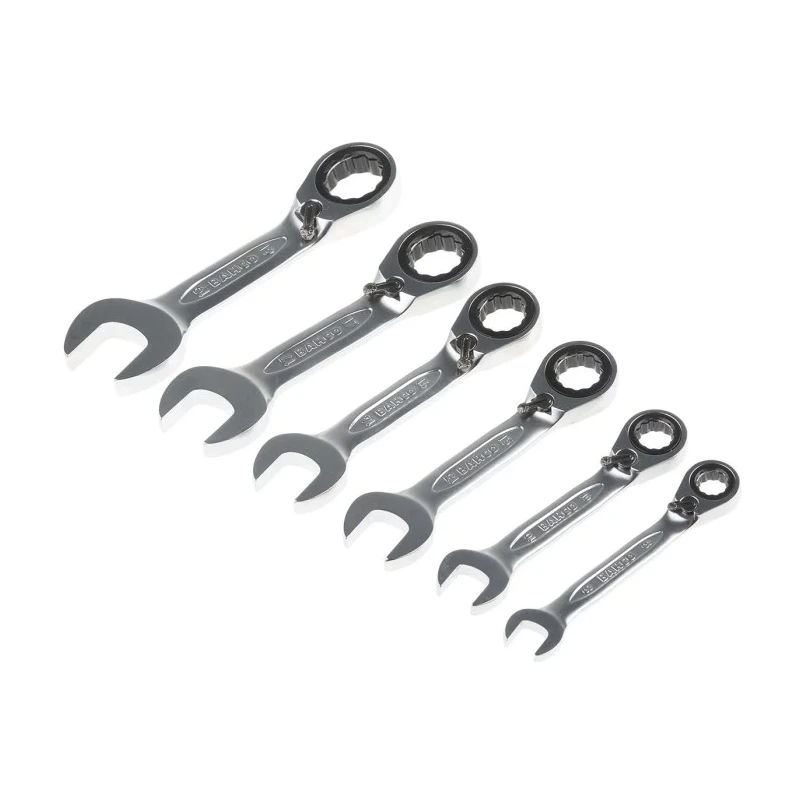 Bahco Ratchet Spanner Set 6 Pieces 8 To 19 mm Alloy Steel Chrome Finish 10RM/SH6