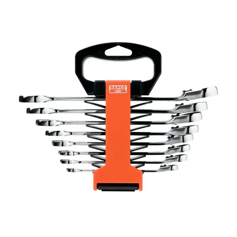 Bahco Ratchet Spanner Set 8-Piece, Sizes 5/16 To 3/4 Inch, Chrome Finished Alloy Steel 1RZ/SH8