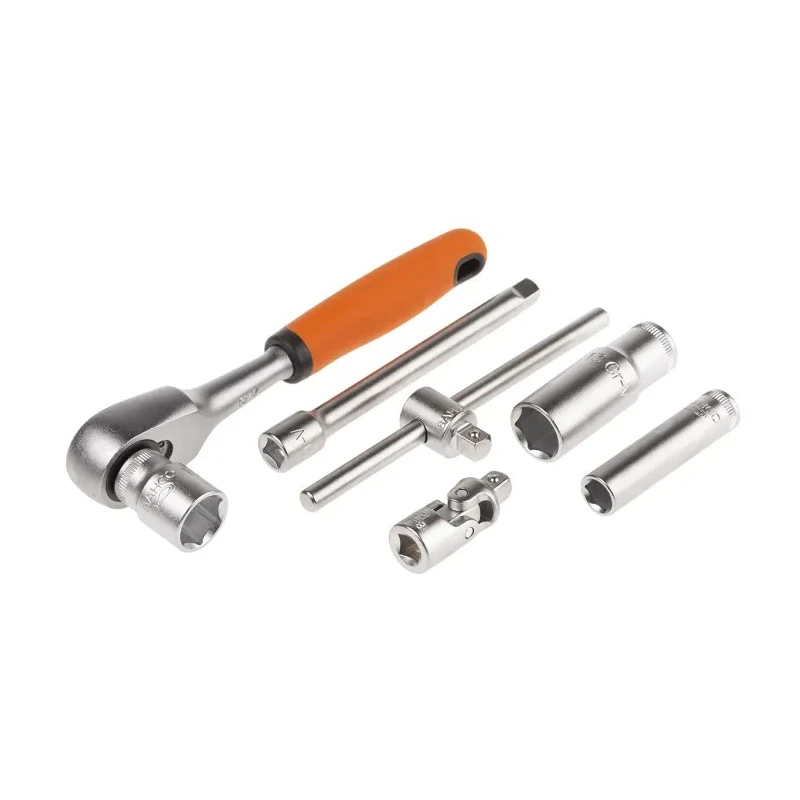 Bahco 108-Piece 1/2 in, 1/4 in Standard Socket Set Alloy Steel Matt Finish S108