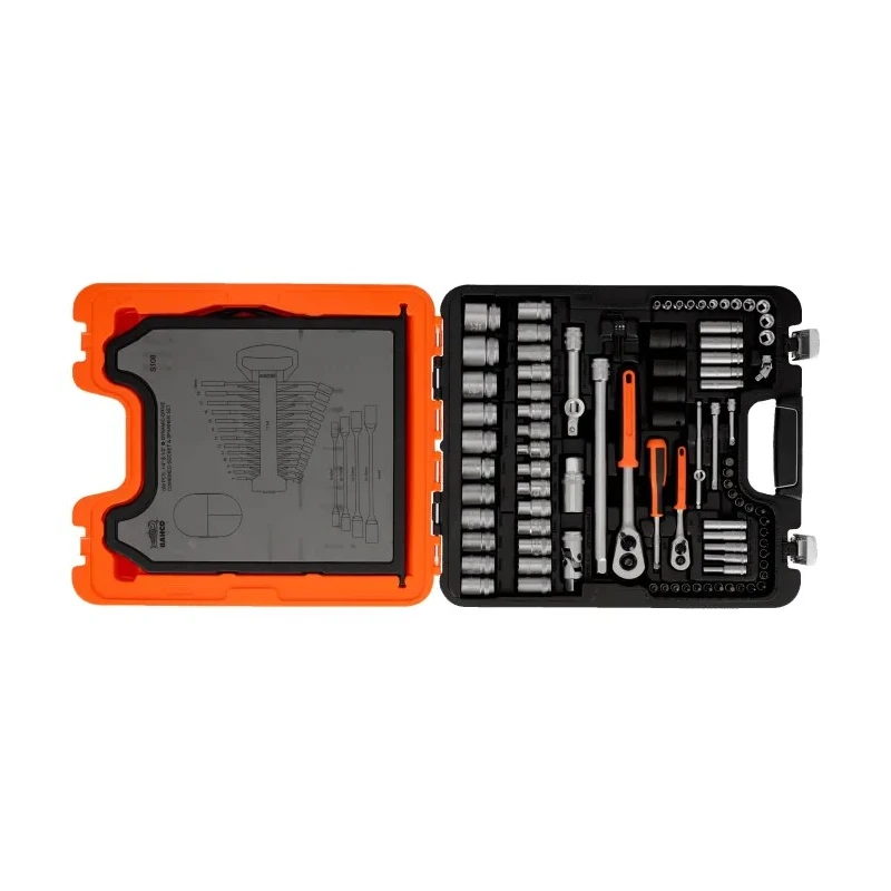 Bahco 108-Piece 1/2 in, 1/4 in Standard Socket Set Alloy Steel Matt Finish S108