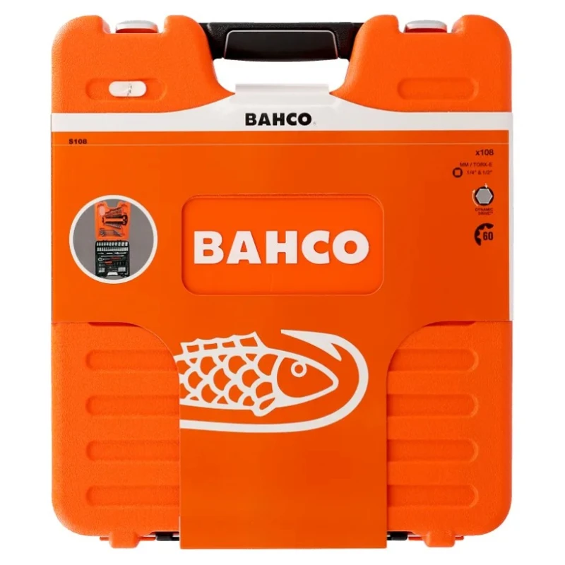 Bahco 108-Piece 1/2 in, 1/4 in Standard Socket Set Alloy Steel Matt Finish S108