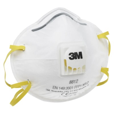 3M 8000 Series FFP1 Disposable Valved Face Mask with Adjustable Nose Clips 10 Per Pack FFP1 