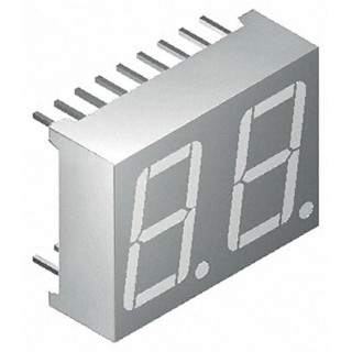 Kingbright 2-Character 7 Segment Red LED Display Anode 85mcd Right Side 14.2mm DA56-11SURKWA