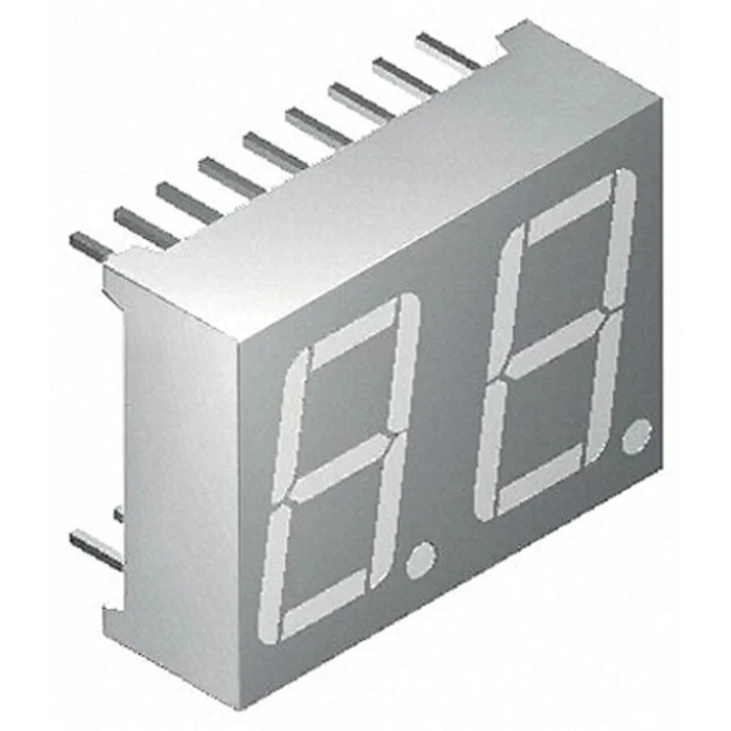Kingbright 2-Character 7 Segment Red LED Display Anode 85mcd Right Side 14.2mm DA56-11SURKWA