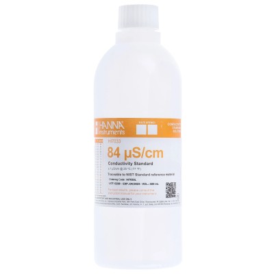 Hanna Instruments Buffer Solution Conductivity 84 μS/cm, pH 7, 500 ml Bottle HI-7033L