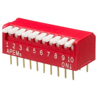 APEM Rotary Coded DIP Switch Piano Actuator Model DPL10V, 10 Way, 25mA 24Vdc Switching, China