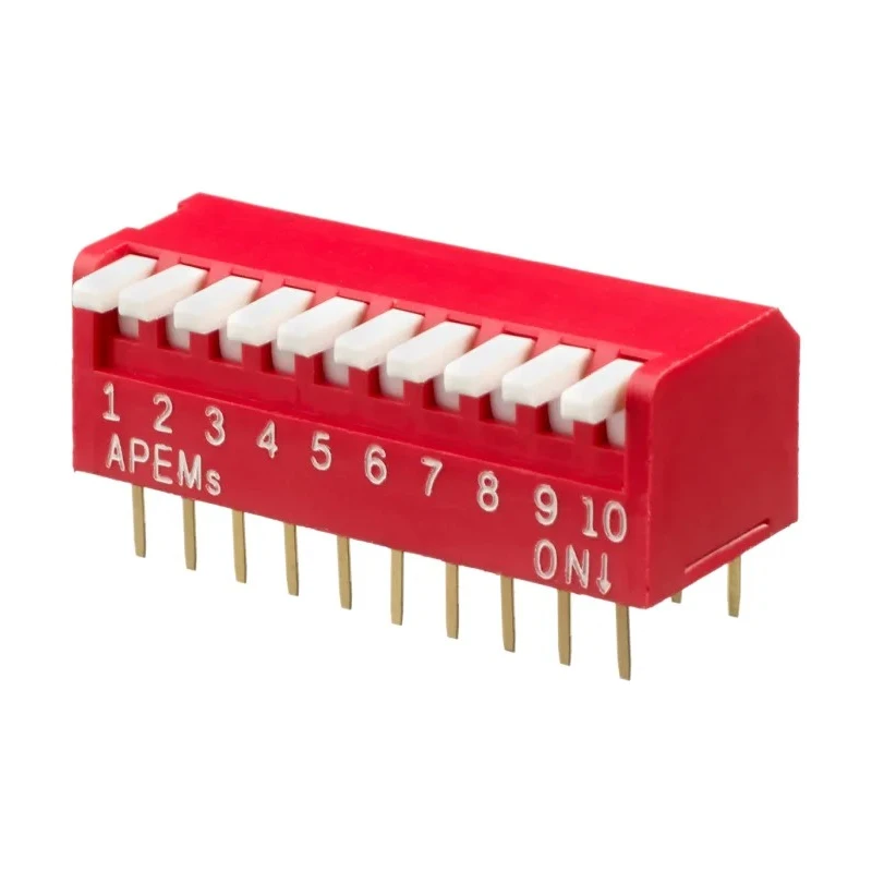 APEM Rotary Coded DIP Switch Piano Actuator Model DPL10V, 10 Way, 25mA 24Vdc Switching, China