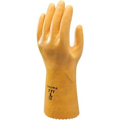 Showa Yellow Polyester Cotton Fibre Work Gloves, Size 10, Nitrile Coating SHO771