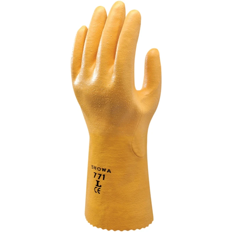 Showa Yellow Polyester Cotton Fibre Work Gloves, Size 10, Nitrile Coating SHO771
