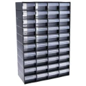 RS PRO Plastic Drawer Unit Storage Cabinet 40 Drawers Black 420mm x 270mm x 130mm 877-6812