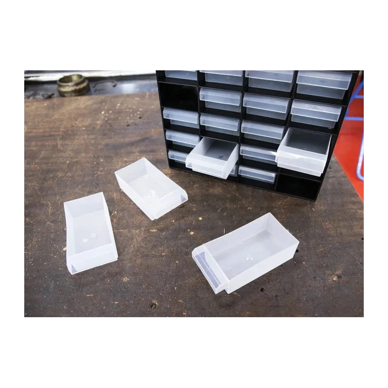 RS PRO Plastic Drawer Unit Storage Cabinet 40 Drawers Black 420mm x 270mm x 130mm 877-6812