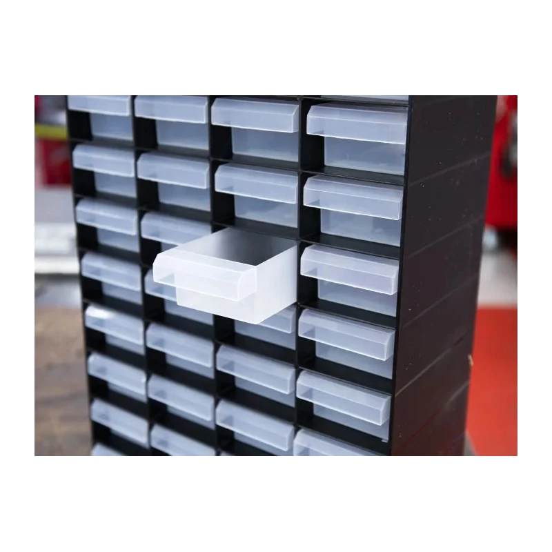 RS PRO Plastic Drawer Unit Storage Cabinet 40 Drawers Black 420mm x 270mm x 130mm 877-6812