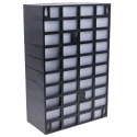 RS PRO Plastic Drawer Unit Storage Cabinet 40 Drawers Black 420mm x 270mm x 130mm 877-6812