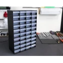 RS PRO Plastic Drawer Unit Storage Cabinet 40 Drawers Black 420mm x 270mm x 130mm 877-6812