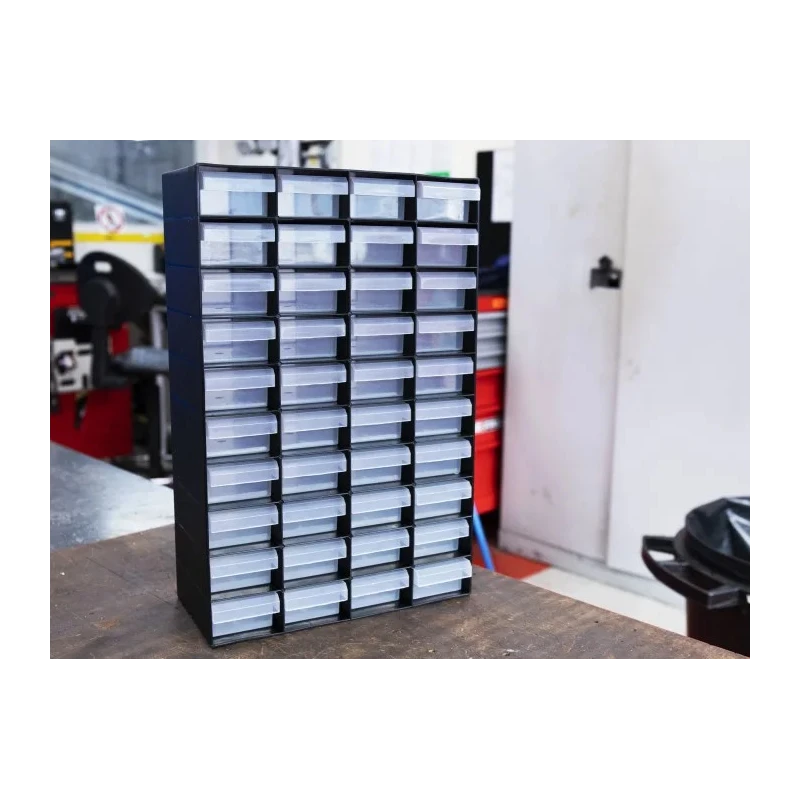 RS PRO Plastic Drawer Unit Storage Cabinet 40 Drawers Black 420mm x 270mm x 130mm 877-6812