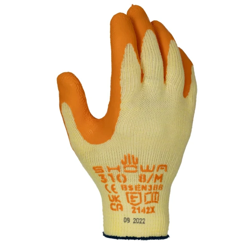RS PRO Disposable Yellow Polyester Cotton Fibre Work Gloves Latex Coating Size 8 SHO310Y