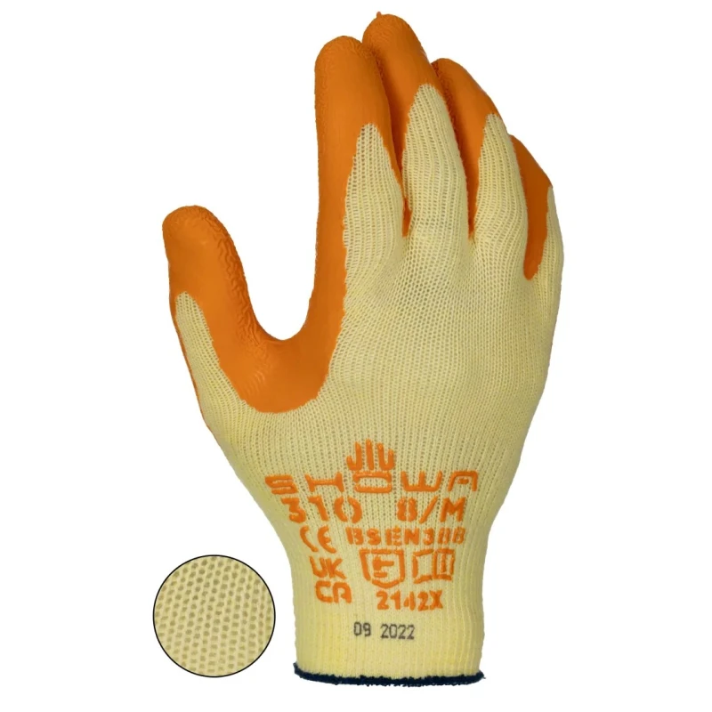 RS PRO Disposable Yellow Polyester Cotton Fibre Work Gloves Latex Coating Size 8 SHO310Y