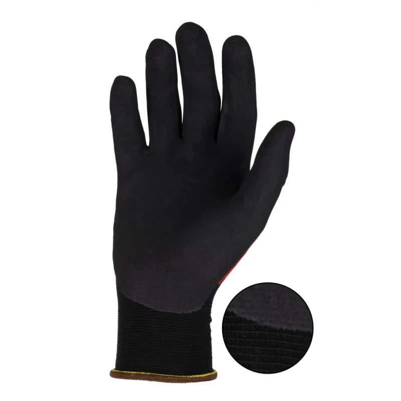 Ansell Beta 1 Black Red Nylon Spandex Work Gloves Size 8 Nitrile Foam Coating SKY50