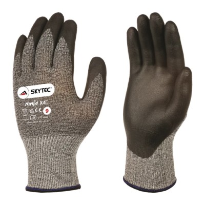 Skytec Black Fibreglass, Nylon Cut Resistant Work Gloves Nitrile Coating Size 9 SKY03