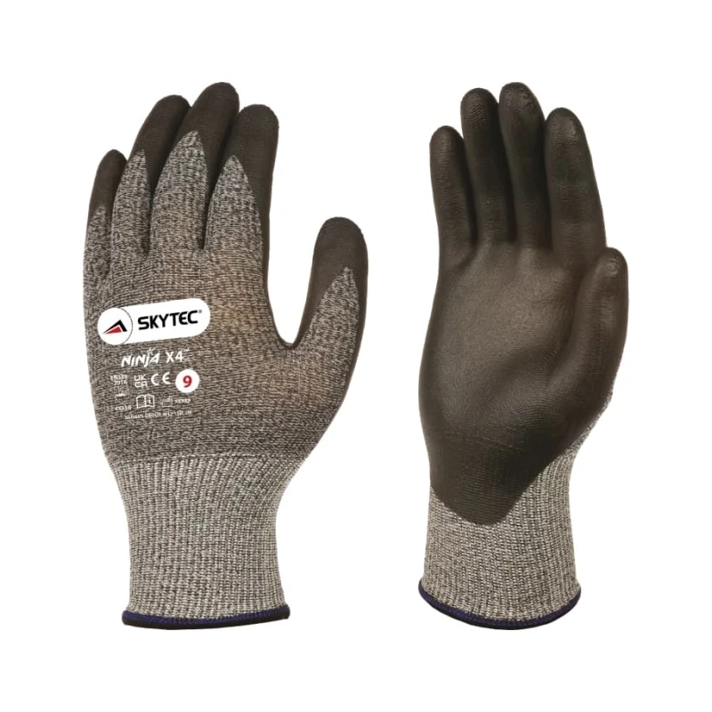 Skytec Black Fibreglass, Nylon Cut Resistant Work Gloves Nitrile Coating Size 9 SKY03