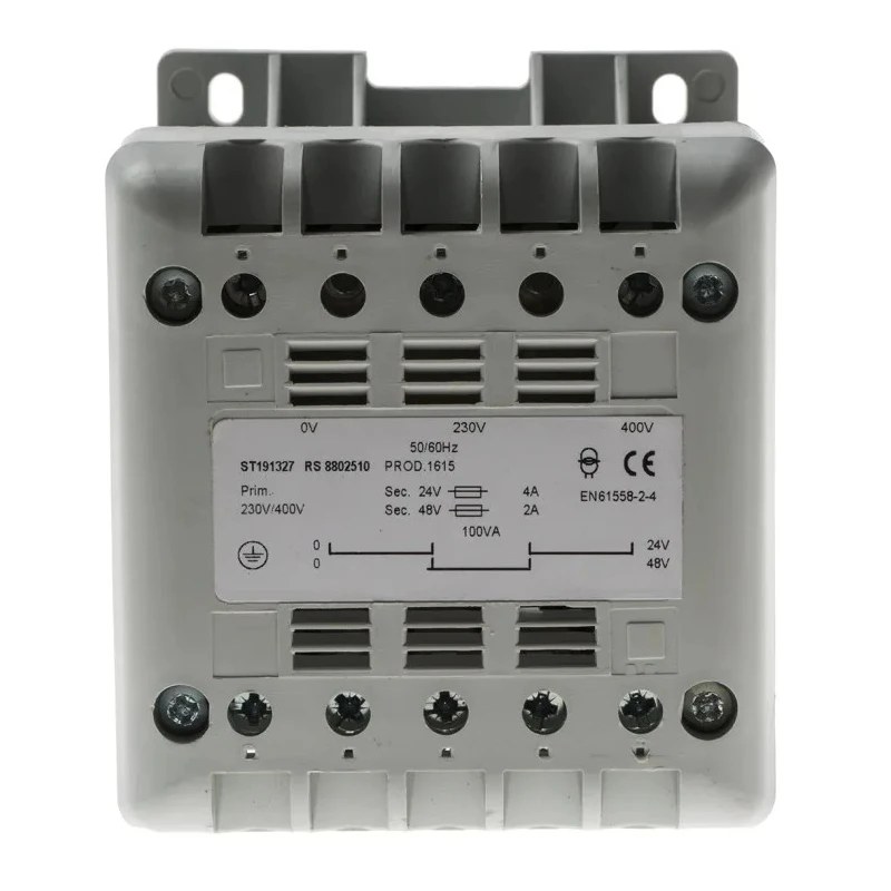 RS PRO 100 VA DIN Rail Transformer with 400 V AC Primary, 115 V AC, 12 V, 24 V Secondary Outputs, IP21 Protection 880-2510