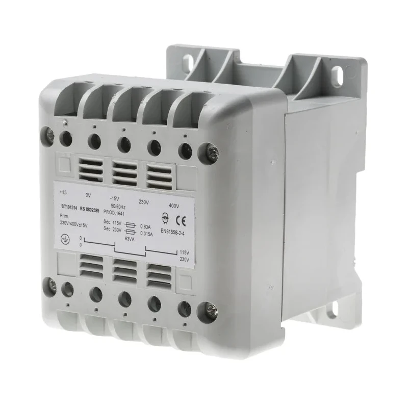 RS PRO 63 VA DIN Rail Transformer 400 V ac Primary, 12 V, 115 V ac, 24 V Secondary, 50-60 Hz, IP21 Rated 880-2589
