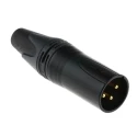 Amphenol Industrial Cable XLR Connector Straight 50V 16A Male 3 Contacts Gold over Nickel Plating NC3MXX-B