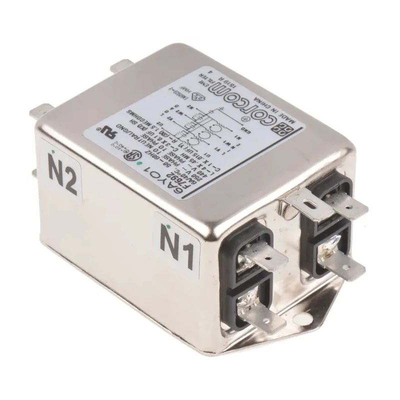 TE Connectivity Corcom AYO 3-Phase Flange RFI Filter 6A 250V AC 50Hz 60Hz 6609066-2