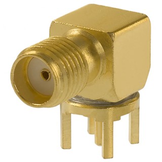 Cinch SMA Series Coaxial Connector PCB Female SMA, 50 Ω, Right Angle Body Solder 142-0701-301