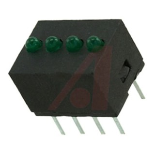 Dialight Green Top PCB LED Indicator 2 mm (T-3/4), 4 LEDs 2.1 V Single Colour 555-5303F
