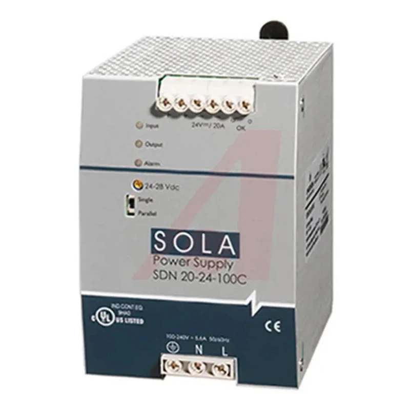 SolaHD SDN-C Switched Mode DIN Rail Power Supply 1 Phase AC/DC Input 85-264V AC, 90-375V DC, 28.5V DC 20A SDN20-24-100C