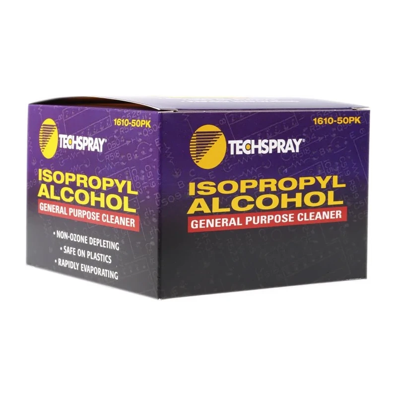 Techspray Wet Isopropanol Wipes 98 x 180 mm Box of 50 Pack 1610-50PK
