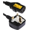 Schurter IEC C13 to BS1363 Power Cord Black PVC Jacket 2m 250V 10A 6051.2008