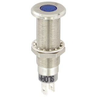 Sloan Blue LED Panel Mount Indicator, 3448 Series, 8.2 x 7.6 mm Mount Hole, FASTON Termination, IP68 Rated 3448S1B1B91GCL1