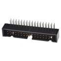 Hirose Right Angle Through Hole PCB Header, 34 Contacts, 2 Row, 2.54 mm Pitch, Shrouded, Brass Gold Plated Contact HIF3FC