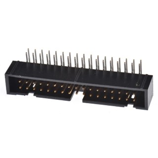 Hirose Right Angle Through Hole PCB Header, 34 Contacts, 2 Row, 2.54 mm Pitch, Shrouded, Brass Gold Plated Contact HIF3FC