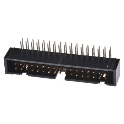 Hirose Right Angle Through Hole PCB Header, 34 Contacts, 2 Row, 2.54 mm Pitch, Shrouded, Brass Gold Plated Contact HIF3FC