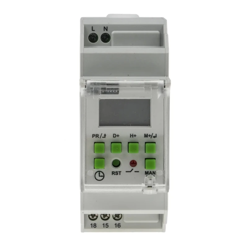 RS PRO Digital DIN Rail Time Switch 1 Channel 240V ac SPDT Contact 6-Year Battery Life 896-6876