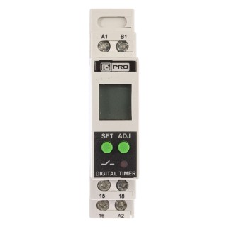 RS PRO DIN Rail Timer Relay, 1-Contact, 24 to 240 V DC/AC, 8A Contact Current, Multifunction SPDT, 0.1 s to 999 h 896-6854