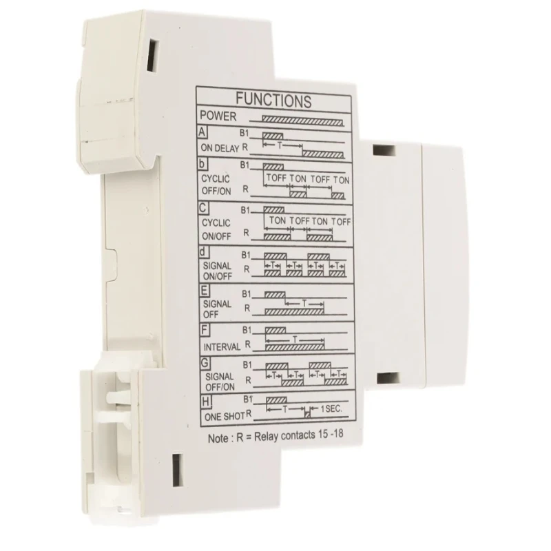 RS PRO DIN Rail Timer Relay, 1-Contact, 24 to 240 V DC/AC, 8A Contact Current, Multifunction SPDT, 0.1 s to 999 h 896-6854