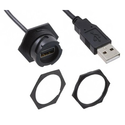 Molex Sealed Industrial USB Cable, Female USB Type A to Female USB Type A, USB 2.0, Black Jacket, 150mm Length 84729-0003