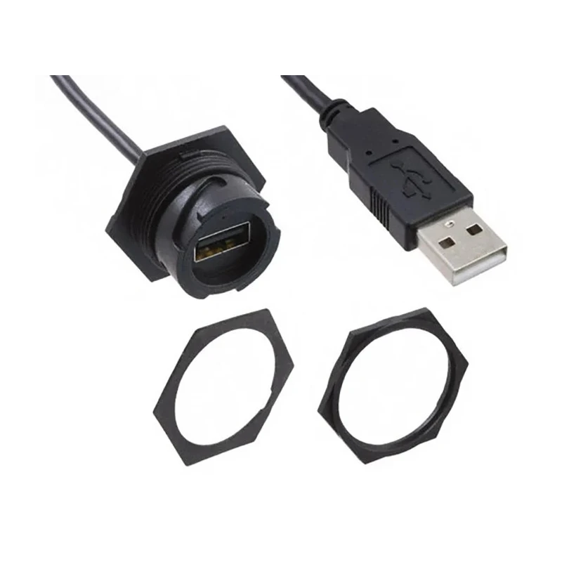 Molex Sealed Industrial USB Cable, Female USB Type A to Female USB Type A, USB 2.0, Black Jacket, 150mm Length 84729-0003