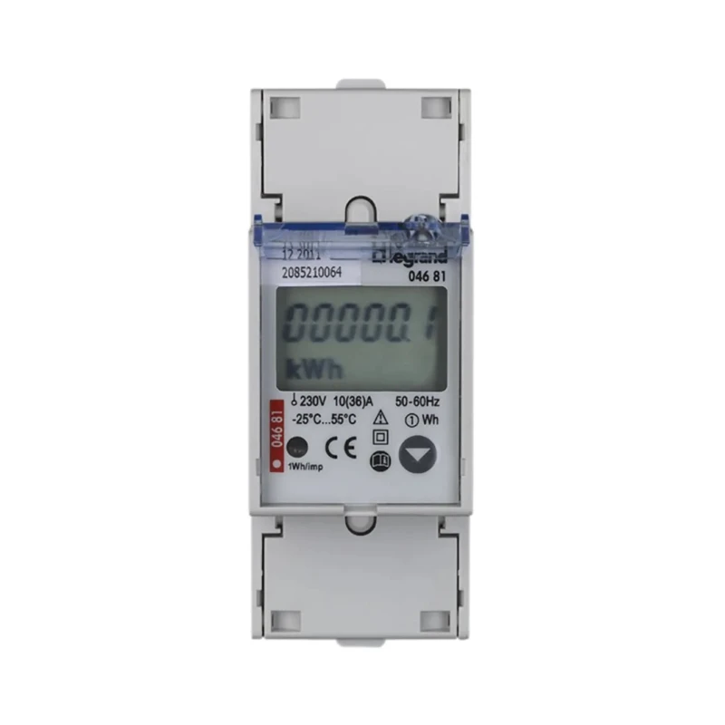 Legrand 1 Phase Electronic LCD Energy Meter 0 046 81, Series EMDX3, Pulse Output, 7-Digit Display