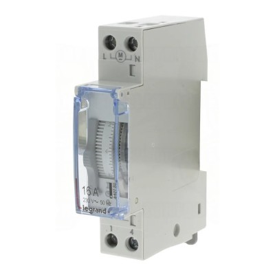 Legrand Analogue DIN Rail Time Switch 230V AC 1 Channel SPNO Contact Configuration 4 127 80