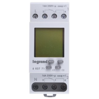 Legrand Digital MicroRex Plus 2 DIN Rail Time Switch 2-Channel 230V AC 6 037 71